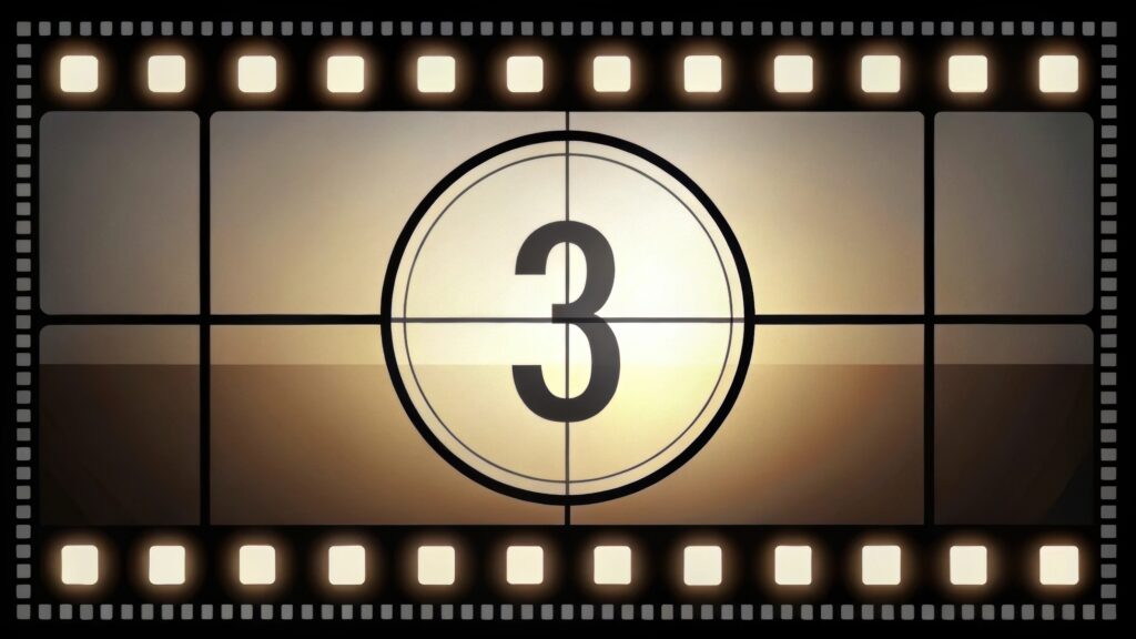 35mm film trailer wedding teaser leader frame with countdown numbers and color bars film trailer leader frame countdown numbers