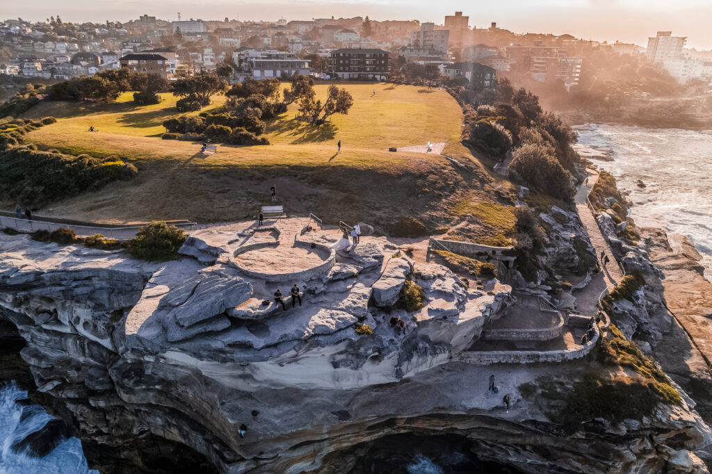 Humblebee Wedding drone wedding videographer, Long Exposure Drone Photo of a Wedding Couple at Bondi Beach Sydney Australia