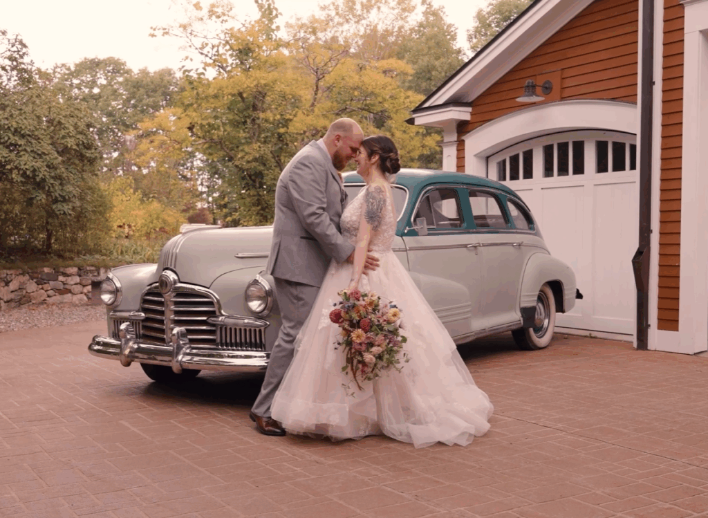 Humblebee Wedding Films Questions To Ask Wedding Videographer
Questions To Ask Photographer & Videographer
Newlyweds pose in front of vintage car